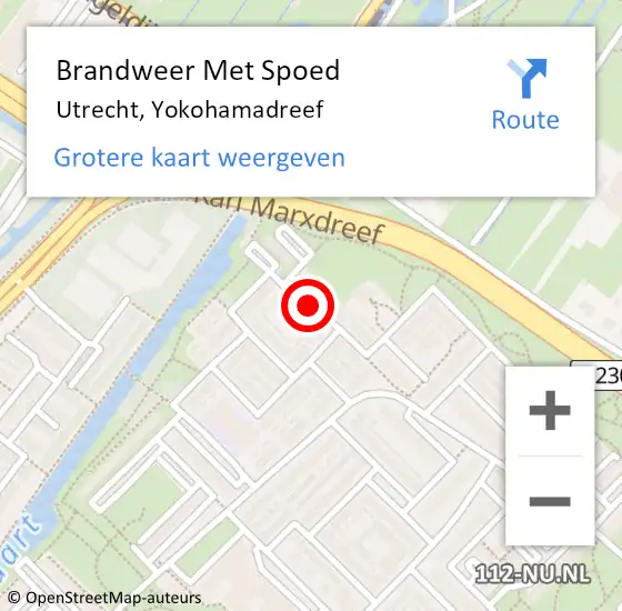 Locatie op kaart van de 112 melding: Brandweer Met Spoed Naar Utrecht, Yokohamadreef op 30 augustus 2019 18:13