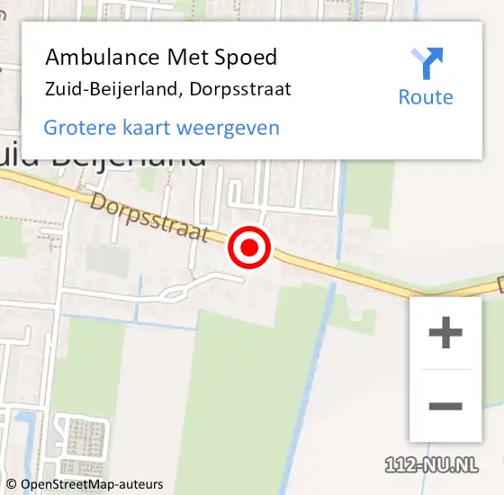 Locatie op kaart van de 112 melding: Ambulance Met Spoed Naar Zuid-Beijerland, Dorpsstraat op 30 augustus 2019 18:36