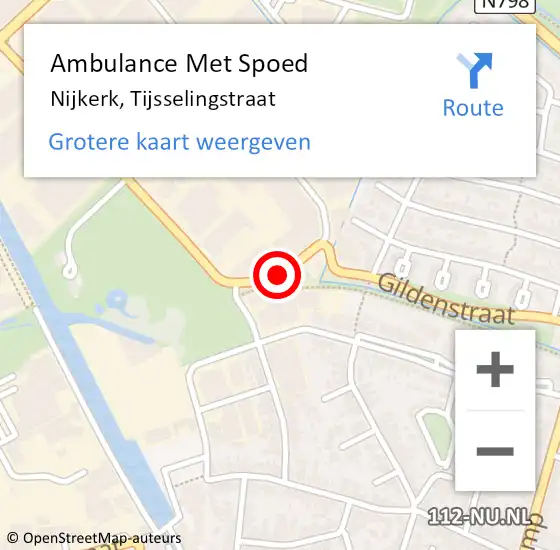 Locatie op kaart van de 112 melding: Ambulance Met Spoed Naar Nijkerk, Tijsselingstraat op 30 augustus 2019 19:00