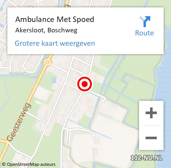 Locatie op kaart van de 112 melding: Ambulance Met Spoed Naar Akersloot, Boschweg op 30 augustus 2019 19:15