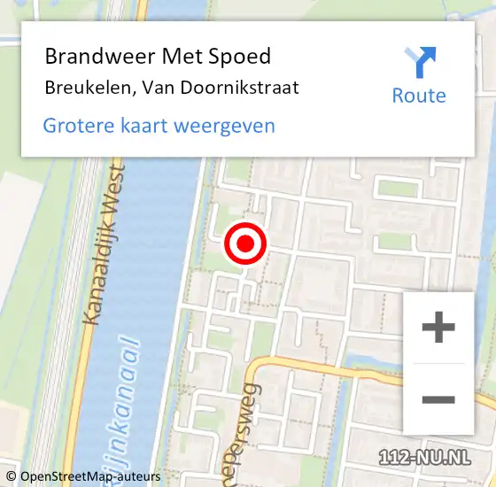 Locatie op kaart van de 112 melding: Brandweer Met Spoed Naar Breukelen, Van Doornikstraat op 30 augustus 2019 19:23