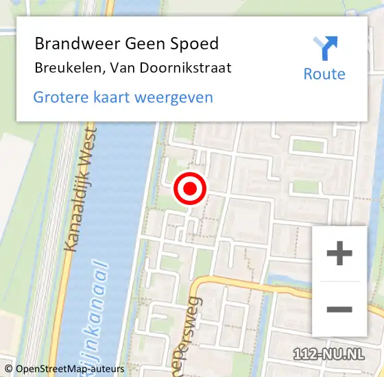 Locatie op kaart van de 112 melding: Brandweer Geen Spoed Naar Breukelen, Van Doornikstraat op 30 augustus 2019 19:25