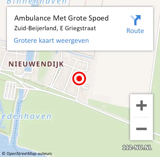 Locatie op kaart van de 112 melding: Ambulance Met Grote Spoed Naar Zuid-Beijerland, E Griegstraat op 30 augustus 2019 20:14