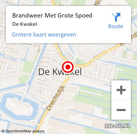 Locatie op kaart van de 112 melding: Brandweer Met Grote Spoed Naar De Kwakel op 30 augustus 2019 21:40