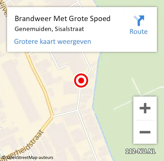 Locatie op kaart van de 112 melding: Brandweer Met Grote Spoed Naar Genemuiden, Sisalstraat op 30 augustus 2019 22:05