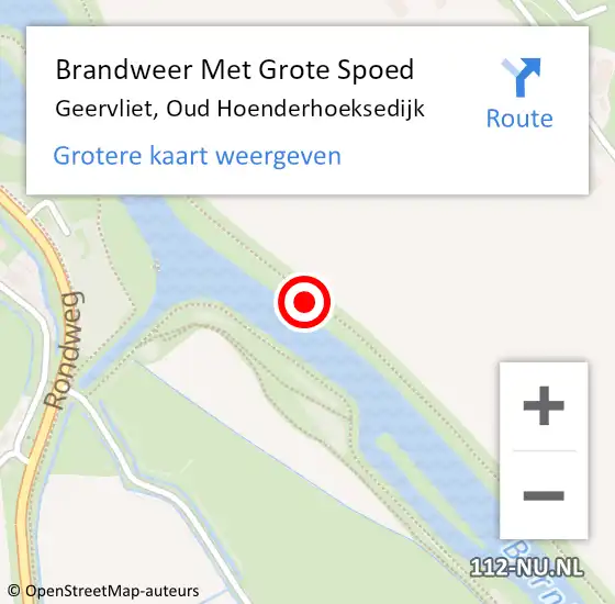 Locatie op kaart van de 112 melding: Brandweer Met Grote Spoed Naar Geervliet, Oud Hoenderhoeksedijk op 30 augustus 2019 22:32