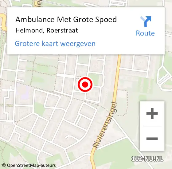 Locatie op kaart van de 112 melding: Ambulance Met Grote Spoed Naar Helmond, Roerstraat op 30 augustus 2019 22:58