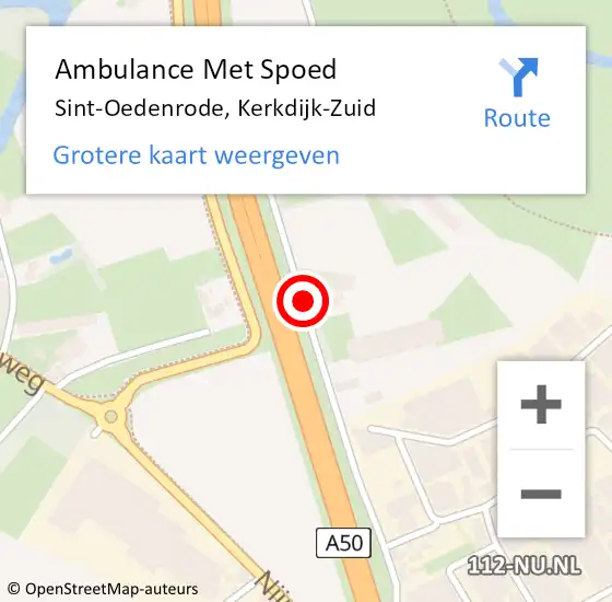 Locatie op kaart van de 112 melding: Ambulance Met Spoed Naar Sint-Oedenrode, Kerkdijk-Zuid op 31 augustus 2019 00:43