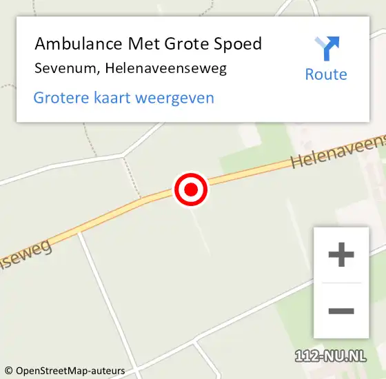 Locatie op kaart van de 112 melding: Ambulance Met Grote Spoed Naar Sevenum, Helenaveenseweg op 31 augustus 2019 01:35