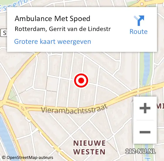 Locatie op kaart van de 112 melding: Ambulance Met Spoed Naar Rotterdam, Gerrit van de Lindestr op 31 augustus 2019 02:57