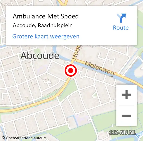 Locatie op kaart van de 112 melding: Ambulance Met Spoed Naar Abcoude, Raadhuisplein op 31 augustus 2019 03:35