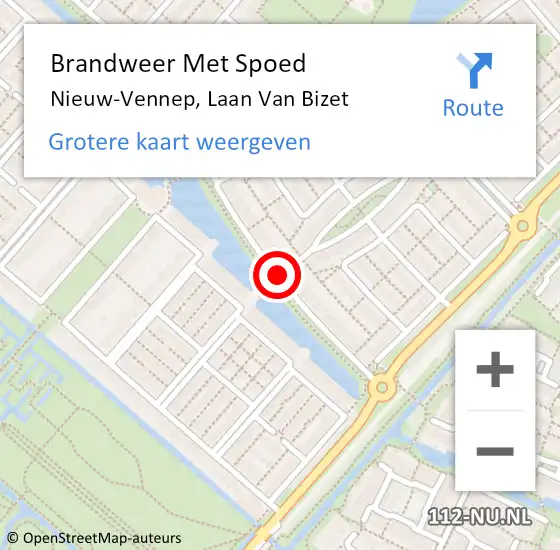 Locatie op kaart van de 112 melding: Brandweer Met Spoed Naar Nieuw-Vennep, Laan Van Bizet op 31 augustus 2019 03:56