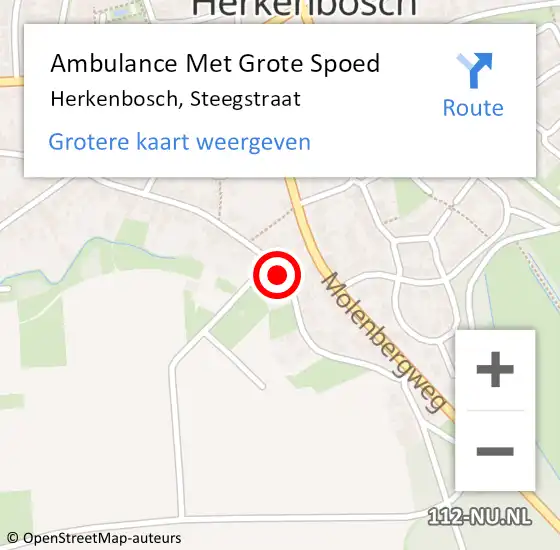 Locatie op kaart van de 112 melding: Ambulance Met Grote Spoed Naar Herkenbosch, Steegstraat op 31 augustus 2019 04:46