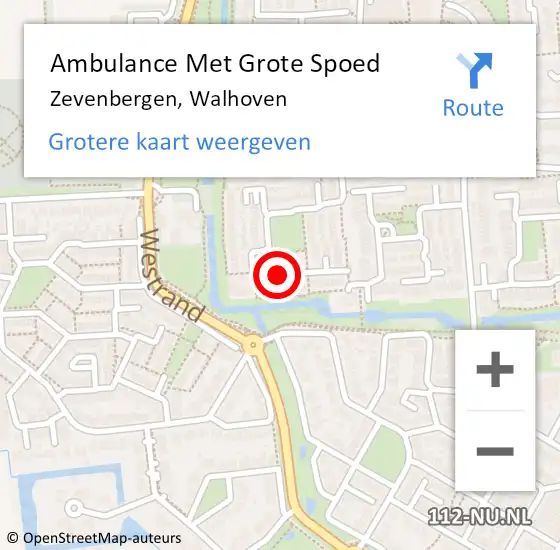 Locatie op kaart van de 112 melding: Ambulance Met Grote Spoed Naar Zevenbergen, Walhoven op 31 augustus 2019 06:01