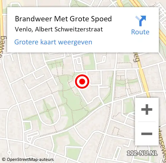 Locatie op kaart van de 112 melding: Brandweer Met Grote Spoed Naar Venlo, Albert Schweitzerstraat op 31 augustus 2019 06:06