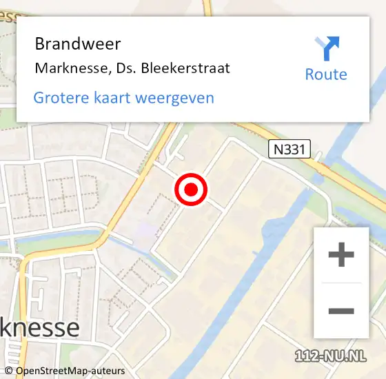 Locatie op kaart van de 112 melding: Brandweer Marknesse, Ds. Bleekerstraat op 31 augustus 2019 07:32