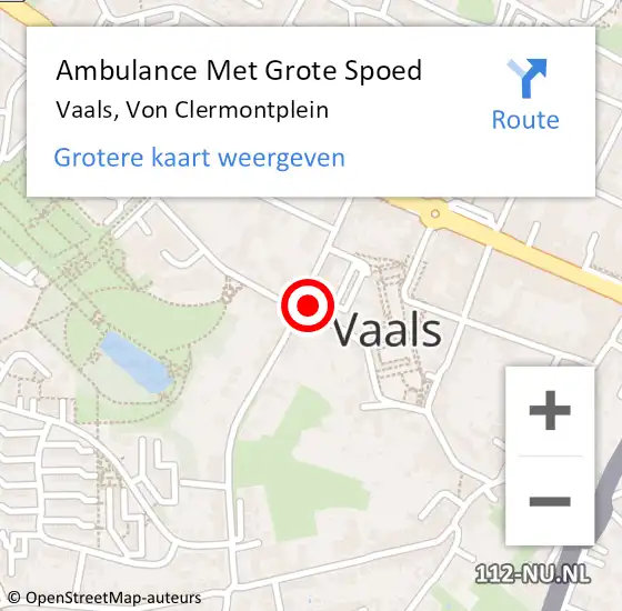 Locatie op kaart van de 112 melding: Ambulance Met Grote Spoed Naar Vaals, Von Clermontplein op 12 april 2014 10:32