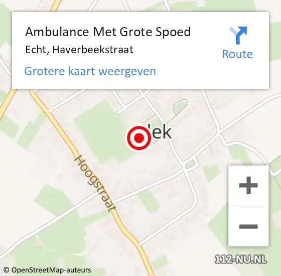 Locatie op kaart van de 112 melding: Ambulance Met Grote Spoed Naar Echt, Haverbeekstraat op 31 augustus 2019 07:42