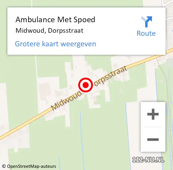 Locatie op kaart van de 112 melding: Ambulance Met Spoed Naar Midwoud, Dorpsstraat op 31 augustus 2019 09:39