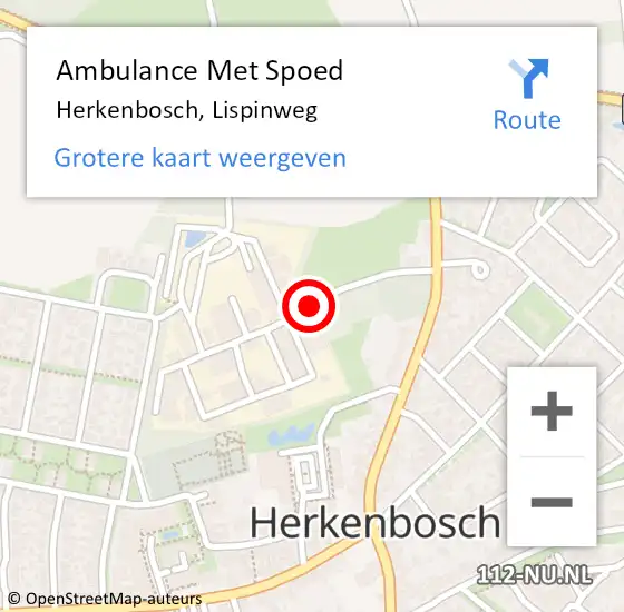 Locatie op kaart van de 112 melding: Ambulance Met Spoed Naar Herkenbosch, Lispinweg op 31 augustus 2019 09:46
