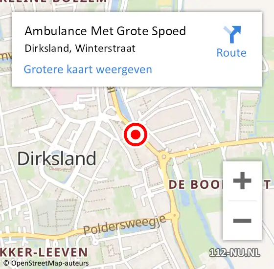 Locatie op kaart van de 112 melding: Ambulance Met Grote Spoed Naar Dirksland, Winterstraat op 31 augustus 2019 09:54