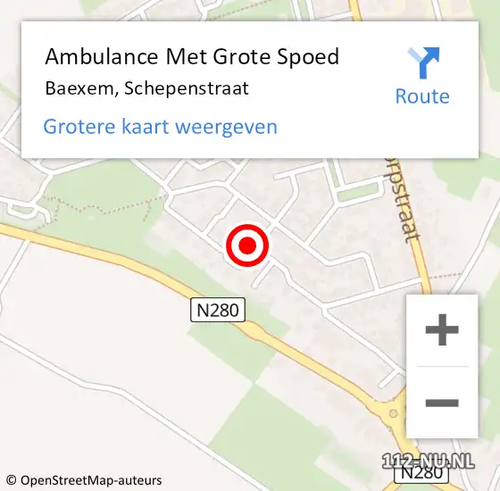 Locatie op kaart van de 112 melding: Ambulance Met Grote Spoed Naar Baexem, Schepenstraat op 31 augustus 2019 10:09