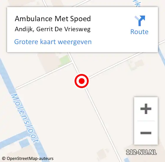 Locatie op kaart van de 112 melding: Ambulance Met Spoed Naar Andijk, Gerrit De Vriesweg op 31 augustus 2019 10:14
