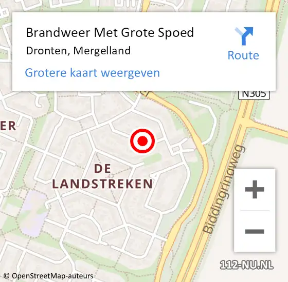 Locatie op kaart van de 112 melding: Brandweer Met Grote Spoed Naar Dronten, Mergelland op 31 augustus 2019 11:05