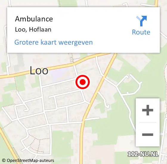 Locatie op kaart van de 112 melding: Ambulance Loo, Hoflaan op 31 augustus 2019 11:15