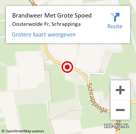 Locatie op kaart van de 112 melding: Brandweer Met Grote Spoed Naar Oosterwolde Fr, Schrappinga op 31 augustus 2019 11:56