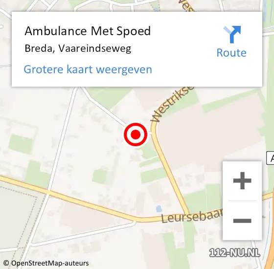 Locatie op kaart van de 112 melding: Ambulance Met Spoed Naar Breda, Vaareindseweg op 31 augustus 2019 11:58