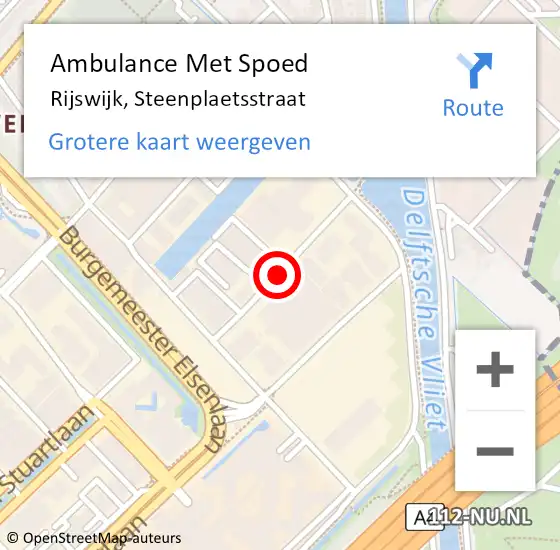 Locatie op kaart van de 112 melding: Ambulance Met Spoed Naar Rijswijk, Steenplaetsstraat op 31 augustus 2019 12:31