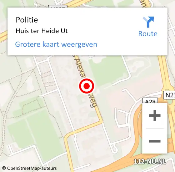 Locatie op kaart van de 112 melding: Politie Huis ter Heide Ut op 31 augustus 2019 12:40