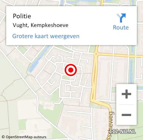 Locatie op kaart van de 112 melding: Politie Vught, Kempkeshoeve op 31 augustus 2019 12:53