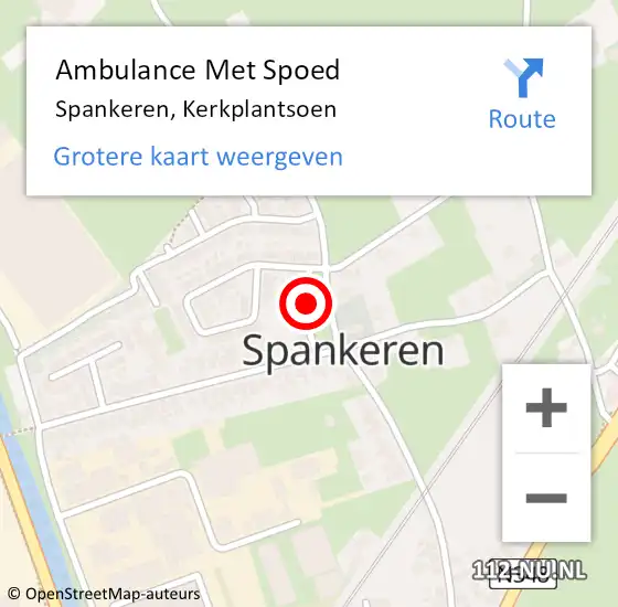 Locatie op kaart van de 112 melding: Ambulance Met Spoed Naar Spankeren, Kerkplantsoen op 31 augustus 2019 13:02