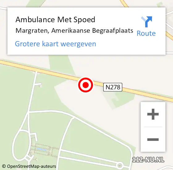 Locatie op kaart van de 112 melding: Ambulance Met Spoed Naar Margraten, Amerikaanse Begraafplaats op 12 april 2014 11:09