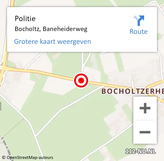 Locatie op kaart van de 112 melding: Politie Bocholtz, Baneheiderweg op 31 augustus 2019 13:20