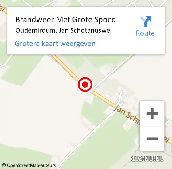 Locatie op kaart van de 112 melding: Brandweer Met Grote Spoed Naar Oudemirdum, Jan Schotanuswei op 31 augustus 2019 13:26