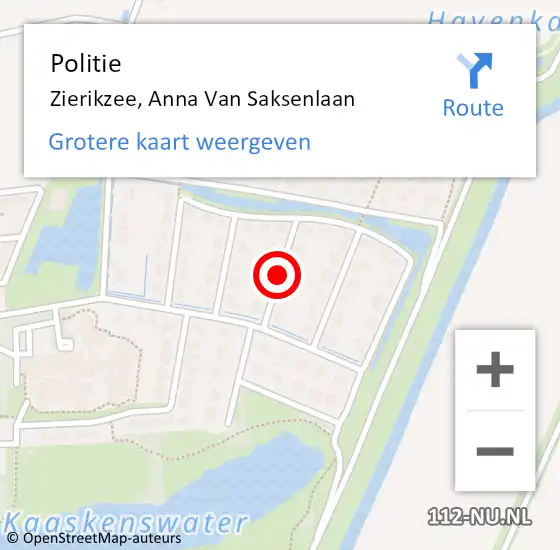 Locatie op kaart van de 112 melding: Politie Zierikzee, Anna Van Saksenlaan op 31 augustus 2019 13:31