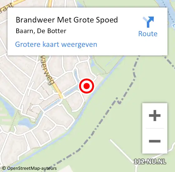 Locatie op kaart van de 112 melding: Brandweer Met Grote Spoed Naar Baarn, De Botter op 31 augustus 2019 13:32