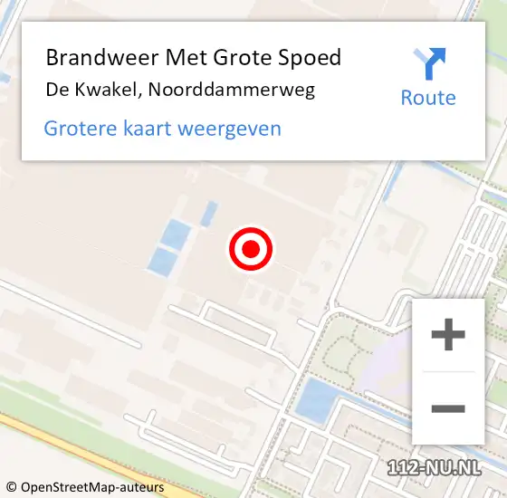 Locatie op kaart van de 112 melding: Brandweer Met Grote Spoed Naar De Kwakel, Noorddammerweg op 31 augustus 2019 13:58