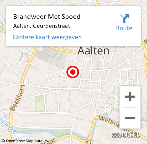 Locatie op kaart van de 112 melding: Brandweer Met Spoed Naar Aalten, Geurdenstraat op 31 augustus 2019 14:01