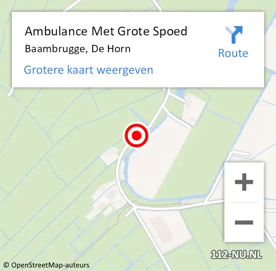 Locatie op kaart van de 112 melding: Ambulance Met Grote Spoed Naar Baambrugge, De Horn op 31 augustus 2019 14:17