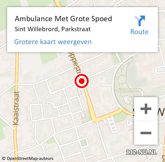 Locatie op kaart van de 112 melding: Ambulance Met Grote Spoed Naar Sint Willebrord, Parkstraat op 31 augustus 2019 14:32