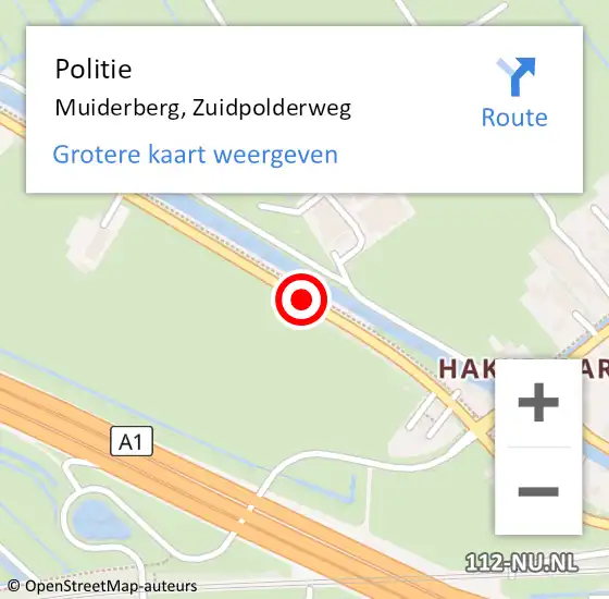 Locatie op kaart van de 112 melding: Politie Muiderberg, Zuidpolderweg op 31 augustus 2019 14:35