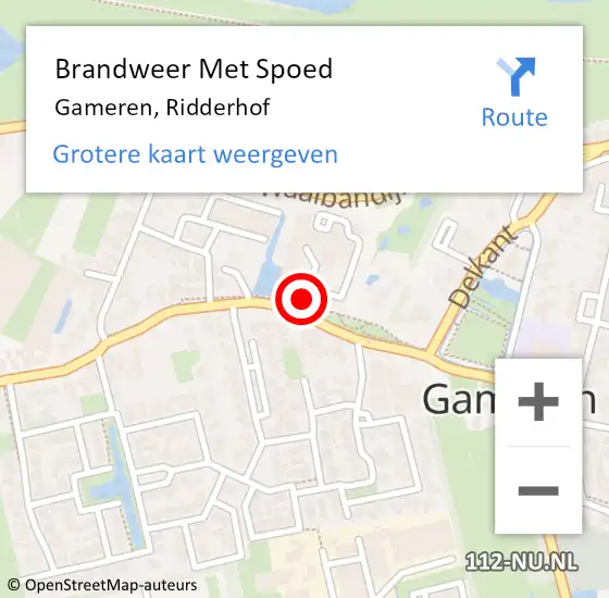 Locatie op kaart van de 112 melding: Brandweer Met Spoed Naar Gameren, Ridderhof op 31 augustus 2019 15:31