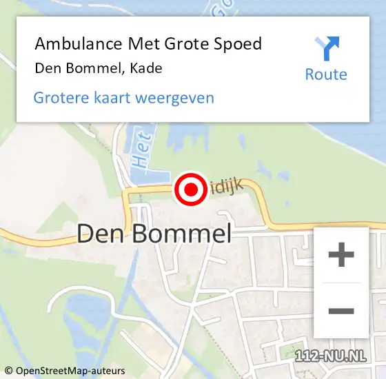 Locatie op kaart van de 112 melding: Ambulance Met Grote Spoed Naar Den Bommel, Kade op 31 augustus 2019 15:52