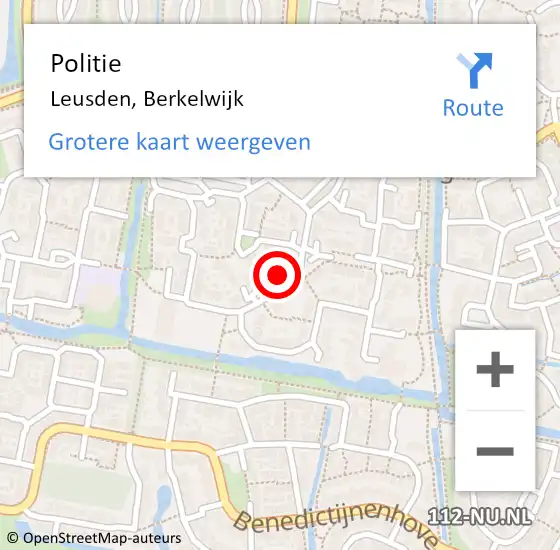 Locatie op kaart van de 112 melding: Politie Leusden, Berkelwijk op 31 augustus 2019 17:20