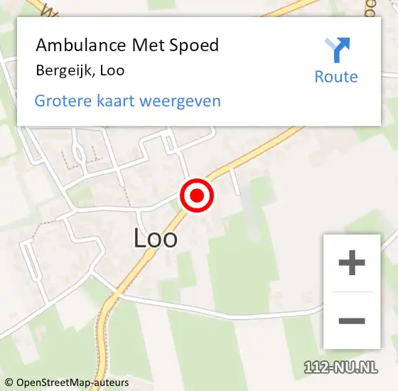 Locatie op kaart van de 112 melding: Ambulance Met Spoed Naar Bergeijk, Loo op 31 augustus 2019 17:28
