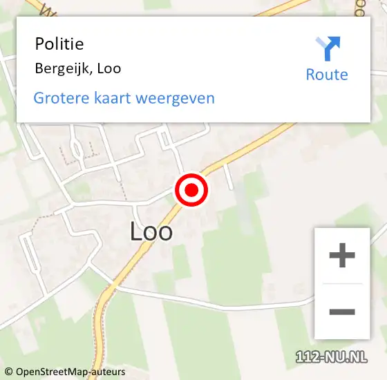 Locatie op kaart van de 112 melding: Politie Bergeijk, Loo op 31 augustus 2019 17:30